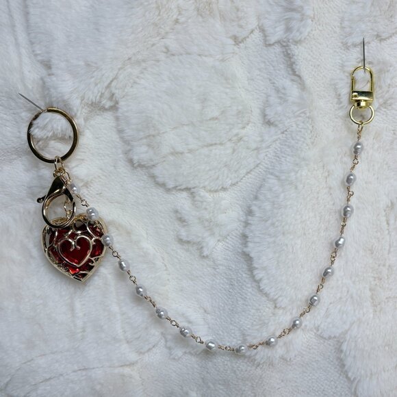 Valentine Red Filigree heart Bag Charm - Picture 2 of 8